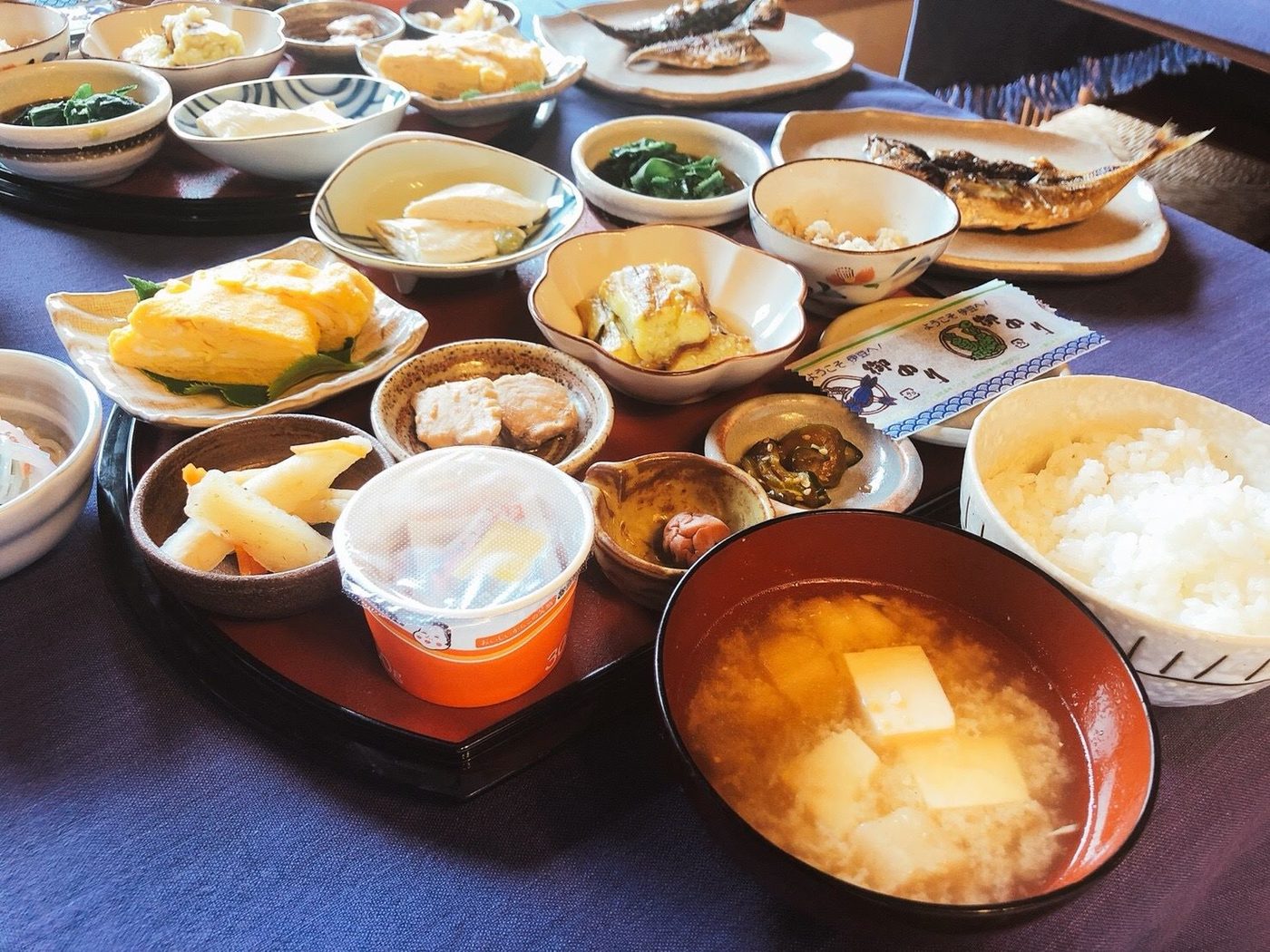 A dinner we booked, laid out at the inn